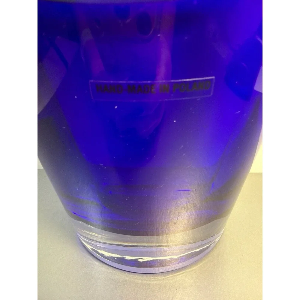 Handmade Polish‎ Cobalt Blue Glass Smile Top Vase